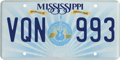 MS license plate VQN993