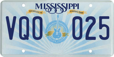 MS license plate VQO025