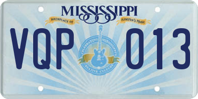 MS license plate VQP013
