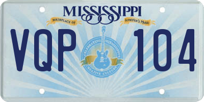 MS license plate VQP104