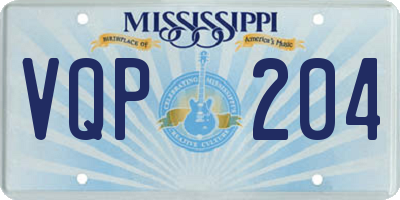 MS license plate VQP204