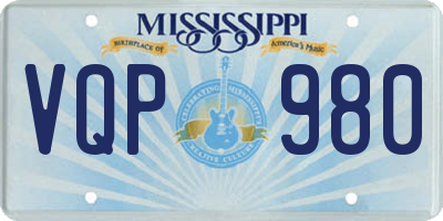 MS license plate VQP980