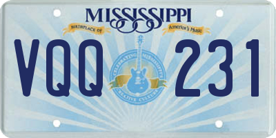MS license plate VQQ231