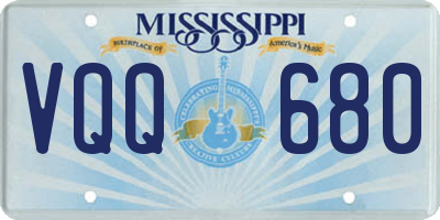 MS license plate VQQ680