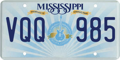 MS license plate VQQ985