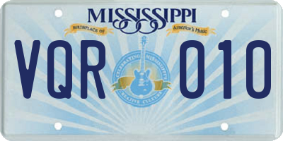 MS license plate VQR010