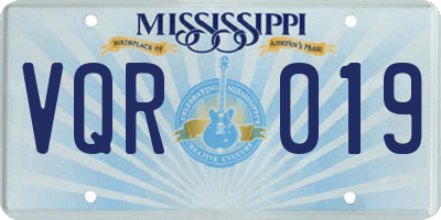 MS license plate VQR019