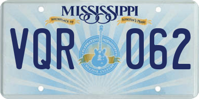 MS license plate VQR062