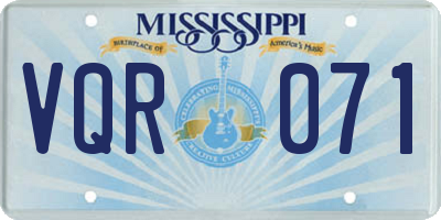 MS license plate VQR071
