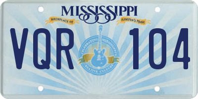 MS license plate VQR104