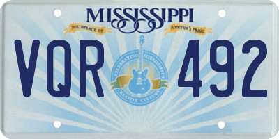 MS license plate VQR492