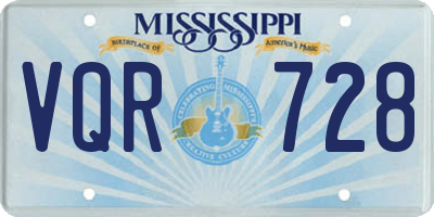 MS license plate VQR728