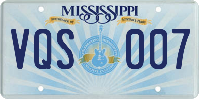 MS license plate VQS007