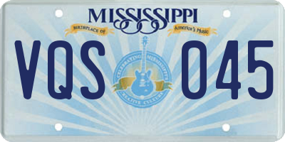 MS license plate VQS045