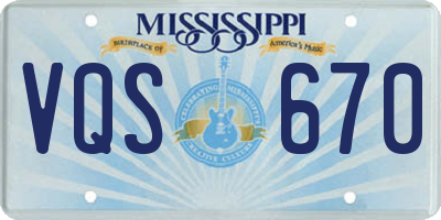 MS license plate VQS670