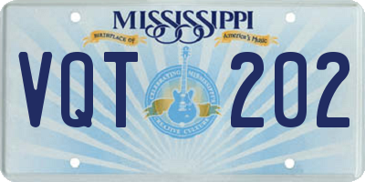 MS license plate VQT202