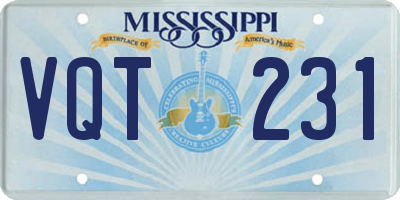 MS license plate VQT231