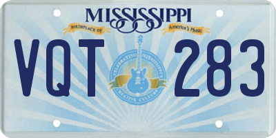 MS license plate VQT283
