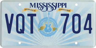 MS license plate VQT704