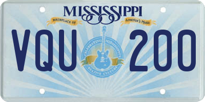 MS license plate VQU200