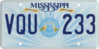 MS license plate VQU233