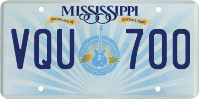 MS license plate VQU700