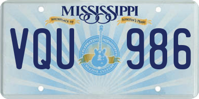 MS license plate VQU986
