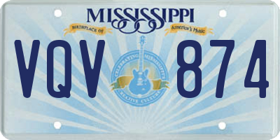 MS license plate VQV874