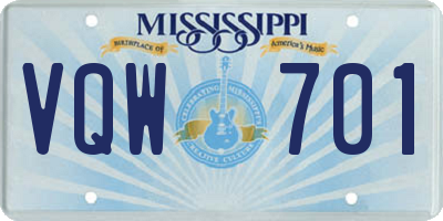MS license plate VQW701