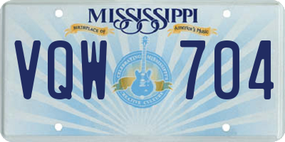 MS license plate VQW704