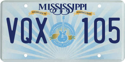 MS license plate VQX105