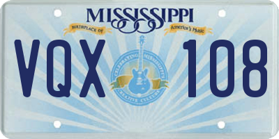 MS license plate VQX108