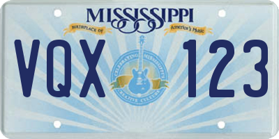 MS license plate VQX123