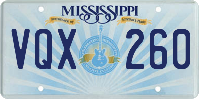 MS license plate VQX260