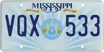 MS license plate VQX533