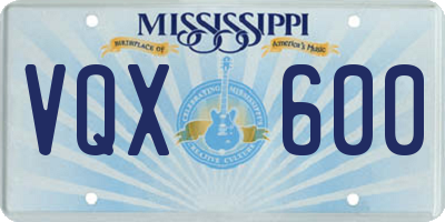MS license plate VQX600