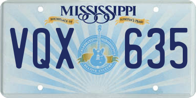 MS license plate VQX635