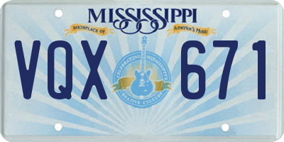 MS license plate VQX671