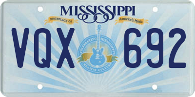 MS license plate VQX692