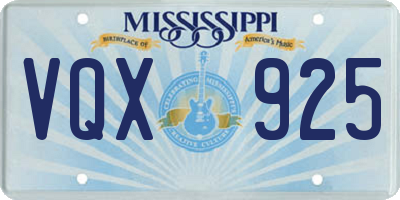 MS license plate VQX925
