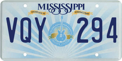 MS license plate VQY294