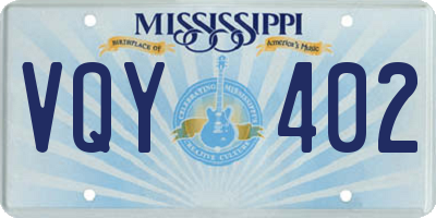 MS license plate VQY402
