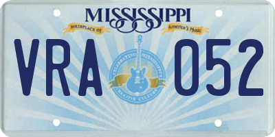 MS license plate VRA052