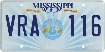 MS license plate VRA116
