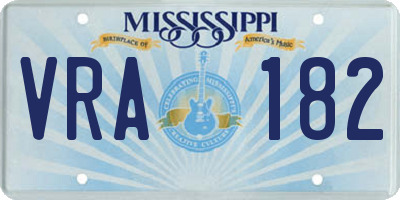 MS license plate VRA182