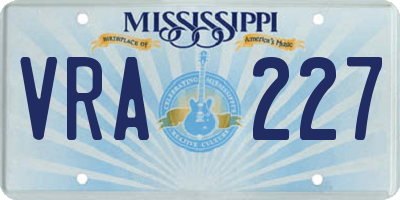 MS license plate VRA227