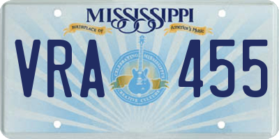 MS license plate VRA455