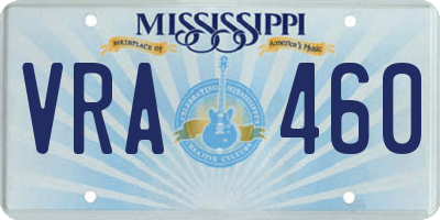 MS license plate VRA460