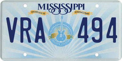 MS license plate VRA494
