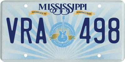 MS license plate VRA498
